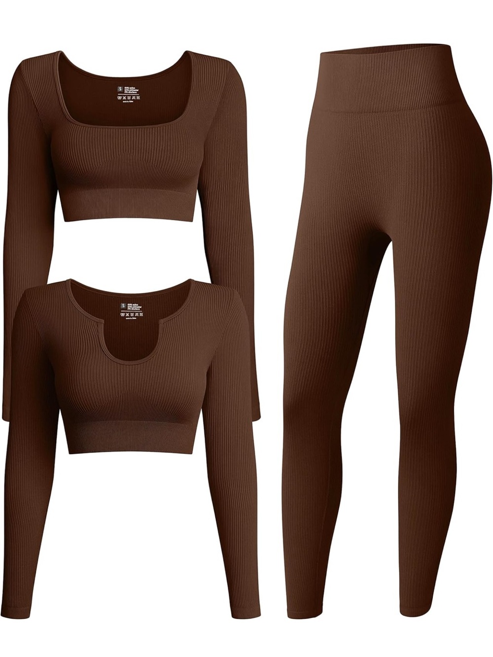 Women’s Brown Ribbed 3 Piece Lounge Set Sz Small